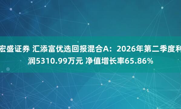 宏盛证券 汇添富优选回报混合A：2026年第二季度利润5310.99万元 净值增长率65.86%