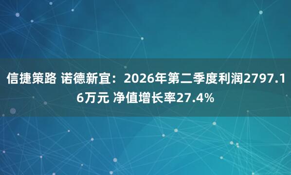 信捷策路 诺德新宜：2026年第二季度利润2797.16万元 净值增长率27.4%